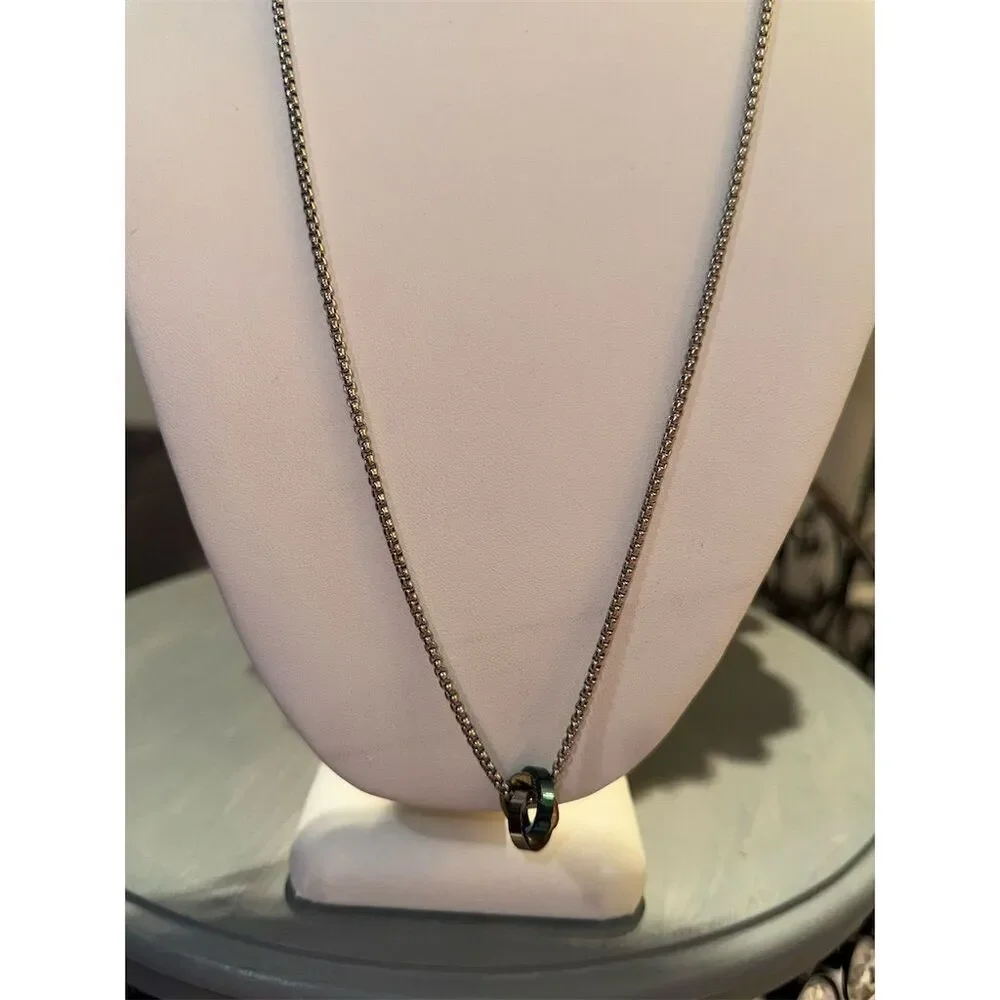 SRCOI Triple Loop Pendant w box chain Necklace Multicolor Hip Hop Trendy